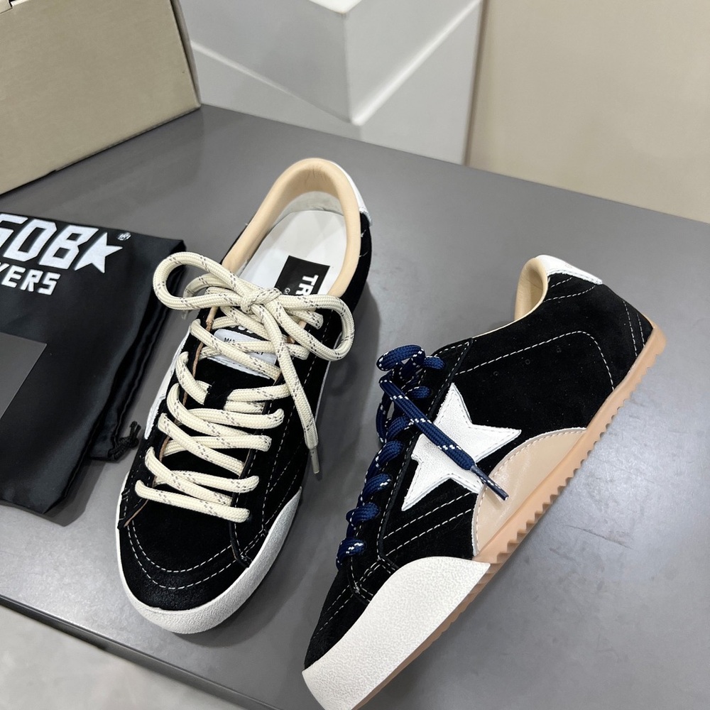 Golden Goose Black Suede Sneakers with White Star and Tan Sole - Picture 4 of 8